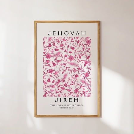 Onimhouse Poster Jehovah Jireh Genesis 22:14, Preppy Pink Floral Christian Poster, Wall Art,,Bible Verse Wall Art, Christian Merch-Unframed