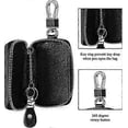 thumbnail image 5 of Funda de cuero para llave de coche con gancho metálico y llavero, con cremallera, para mando a distancia, color negro., 5 of 5