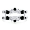 thumbnail image 3 of Round Shape Black & White Cubic Zirconia Solitaire Enhancer Guard 10k White Gold Ring Size - 9, 3 of 7