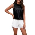 thumbnail image 1 of AherBiu Camisole pour Femmes Boho Décontractée Col Rond Imprimé Ajouré Sans Manches Dos Goutte Lacée Camis de Vacances, 1 of 7