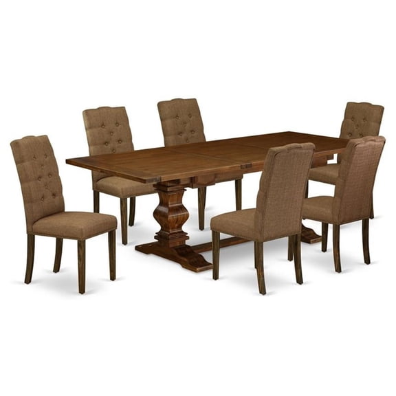 East West Furniture Table Top- Table Pedestal Parson Chairs, LAEL7-87-18