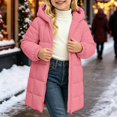 thumbnail image 3 of KAUOD Girls Winter Coat Heavyweight Hooded Puffer Jacket Kids Windproof Warm Solid Quilted Padded Down Jackets with Pockets, 3 of 3