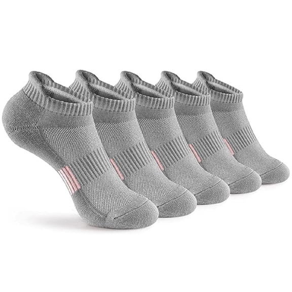 5 Pairs Ankle Compression Socks for Men & Women, Low Cut Sport Socks for Running, Athletic, Cycling, Gray