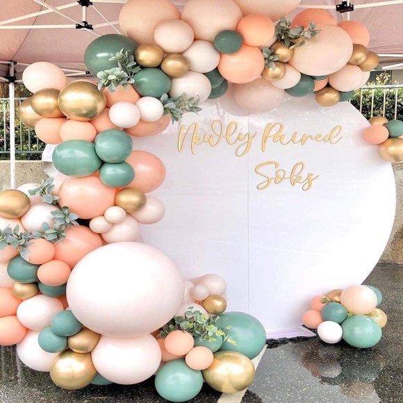 120 Pièces Sauge Pêche Blush Rose Ballon Guirlande Arc Kit pour Mariage Jungle Safari Baby Shower Anniversaire Fête Décorations Fournitures