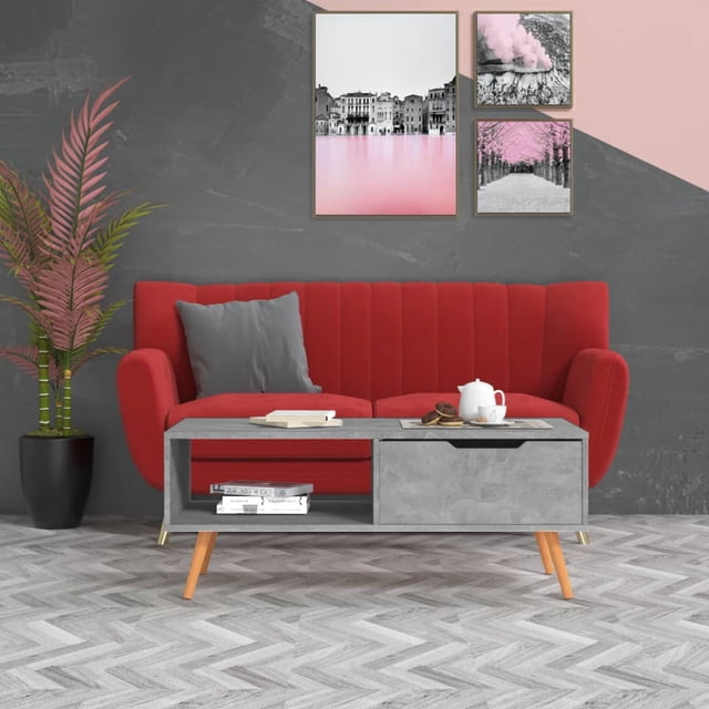 vidaXL Coffee Table Concrete Grey 100x49.5x43 cm Engineered Wood