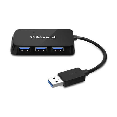 Aluratek AUH2304F 4-Port USB 3.0 SuperSpeed Hub with Attached Cable