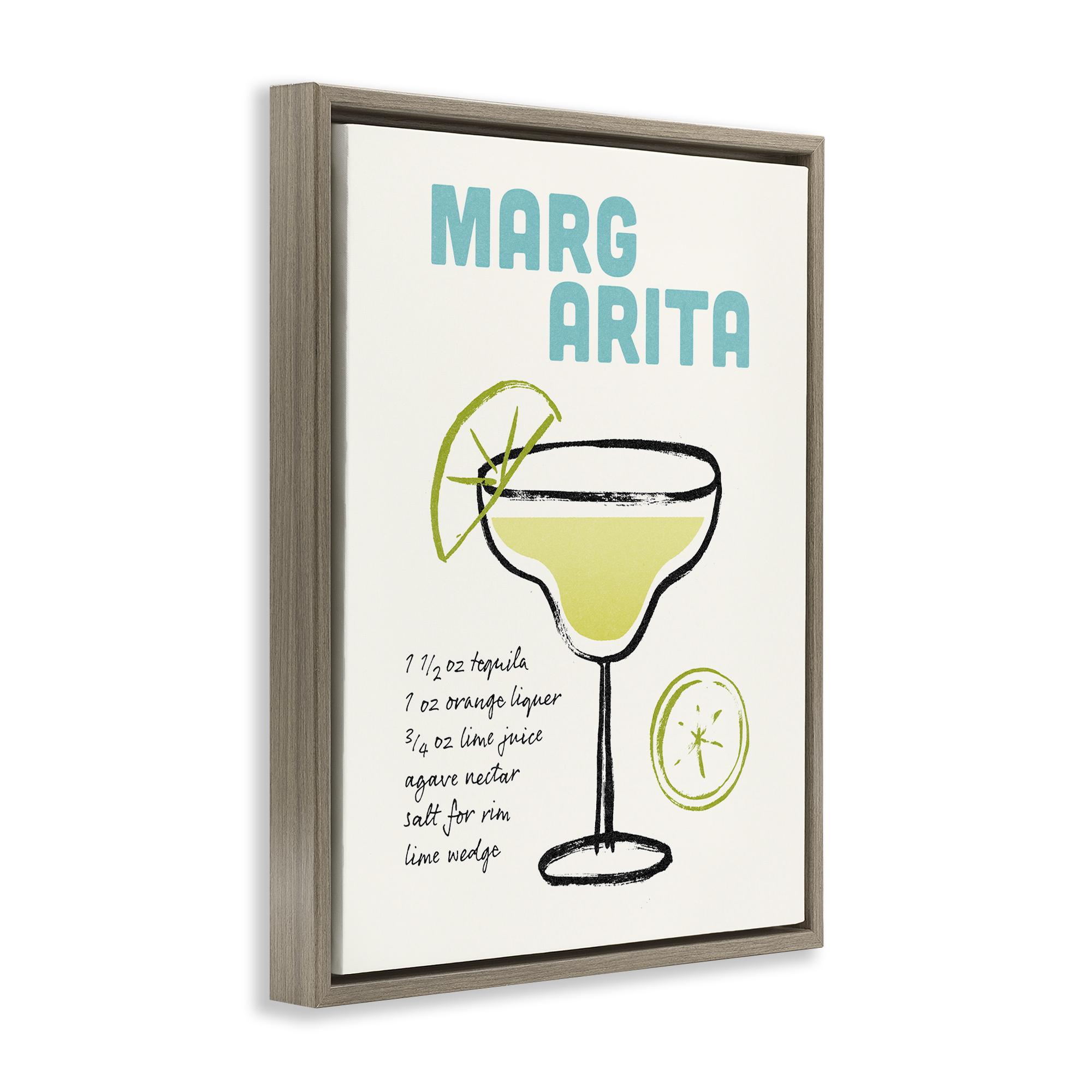 Stupell Industries Margarita Drink Recipe Food & Beverage Painting Brown Floater Framed Art Print Wall Art, 17 x 21