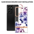 thumbnail image 3 of SaniMore for Samsung Galaxy S22 Ultra Case, Flexible TPU Magnetic Cover Support Wireless Charging Slim Flower Grass Pattern Shockproof Protective Shell for Ladies Women Girls, Purple Flowers, 3 of 9