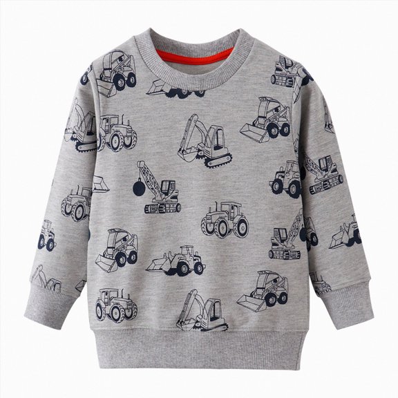 larppty Baby Boy Round Neck Long Sleeve Pullover Sweatshirt (Grey,3-4 Years)