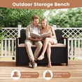 thumbnail image 4 of Costway Outdoor Storage Bench with Cushion Backrest & Acacia Wood Armrests Hidden Storage Black + Beige, 4 of 7