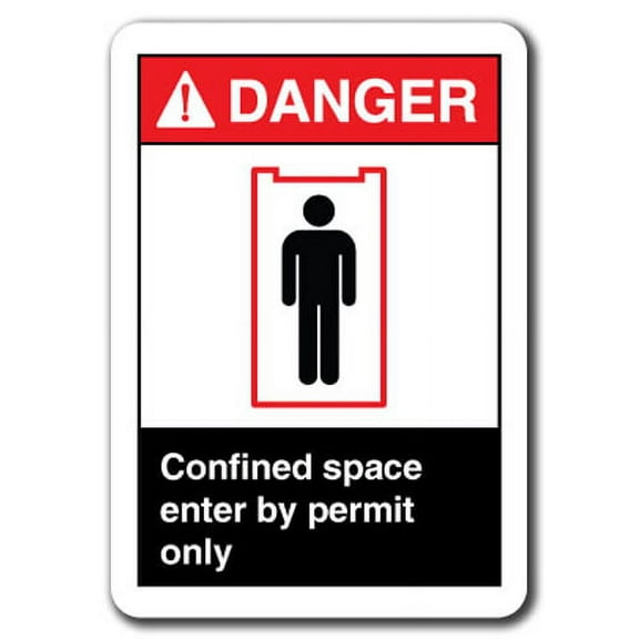 Danger  Sign - Confined Space Enter By Permit Only. 7"x10" Plastic Safety Sign ansi osha