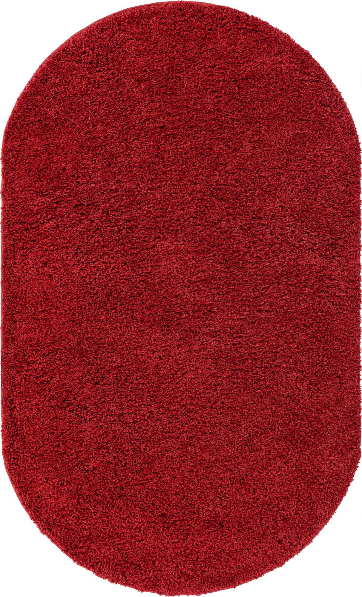 Everyday Shag Rug Red 5x8 Oval Shag Rug Perfect for Kitchens