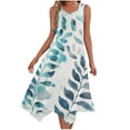 thumbnail image 2 of JTZGDY Women's Casual Summer Dress Retro Floral Printed Sleeveless Sundress Hankerchief Hem Midi Tank Dresses Loose Flowy Crewneck Beach Dress with Pockets White#01 S, 2 of 7