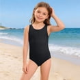 thumbnail image 5 of Grblisyd Girls' One Piece Swimsuit Solid Color Bathing Suits Crew Neck Racerback Swimsuits Size 2-13 Years, 5 of 6