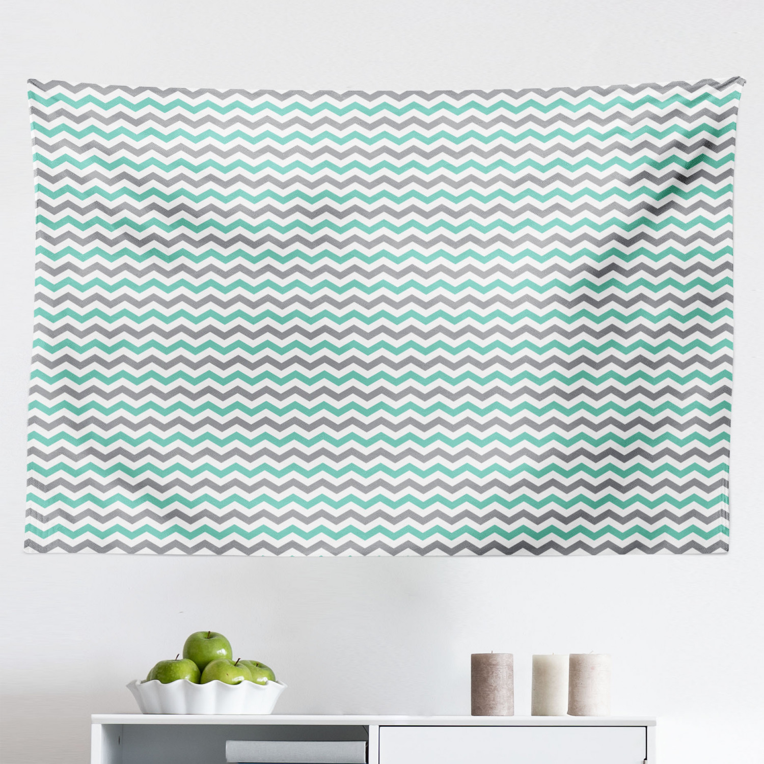 Grey Chevron Tapestry, Zig Zag Pattern Soft Colored Abstract Modern ...