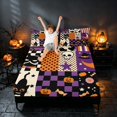 thumbnail image 3 of Homewish Halloween Black Cat Queen Sheets, Pumpkin Candy Plaid Queen Sheet Sets, Purple Black Orange, 4pcs (1 Flat Sheet, 1 Fitted Sheet and 2 Pillowcases), 3 of 4