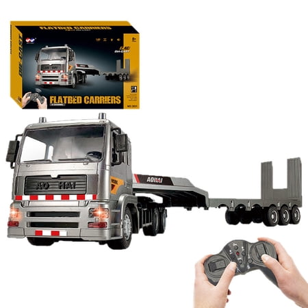 Koging 1:18 RC Semi Truck with Container 9 Channel Kids Remote Control Dump Truck Toy with Lights Music Best Gift for Boys Girls 2.4G Alloy Simulation