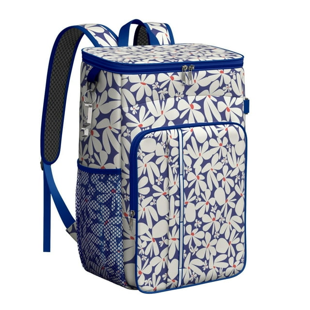 Garden Floral Aesthetic Design Backpack Cooler - 20L High Capacity, Multiple Pockets for Organization