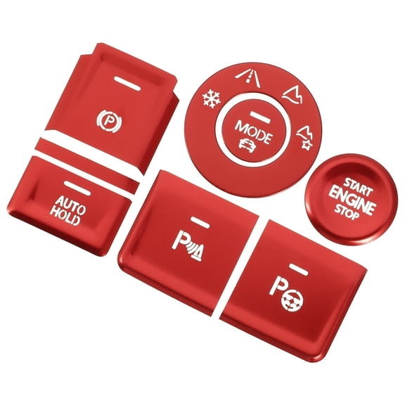 Unique Bargains 8pcs Gear Shift Box Button Sticker with Adhesive for Volkswagen Atlas 2018-2021 Aluminum Alloy Red
