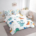 thumbnail image 3 of Homewish Cute Dino 7pcs Bedding Comforter Set,Cartoon Dinosaur Queen Bedding Sets,White Blue Orange Queen Sheet Sets For Boys Teens,Breathable Home Decor Reversible, 3 of 8