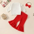 thumbnail image 4 of Little Girls Checke Girls Clothes Pants Teen Clothes 3 Month Old Baby Wrap Outfit Twin Set Outfit Toddler Long Sleeve Christmas Letter Prints T Shirt Pullover Tops Pants Headbands Out White 3-4 Years, 4 of 7