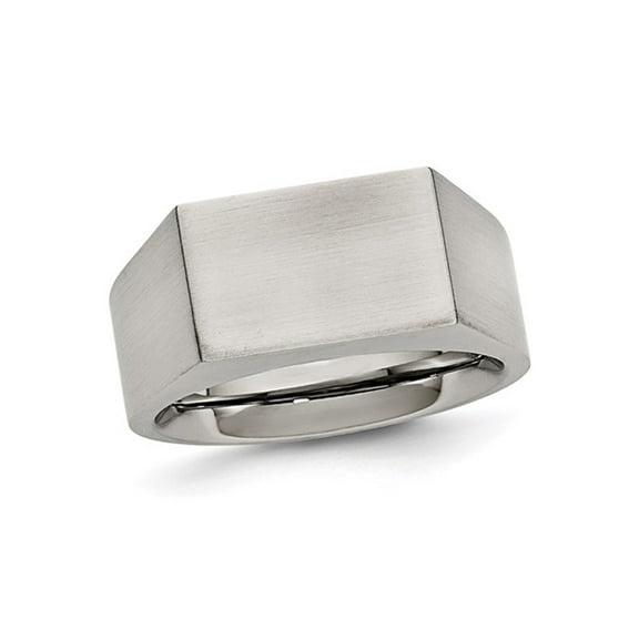 Gem & Harmony Mens Polished Stainless Steel Signet Ring for Men