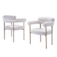 thumbnail image 2 of Boucle Upholstered Dining Chair Set of 4, Dining Room Furniture Armchair with Brushed Gold Trim, Cream, 2 of 4