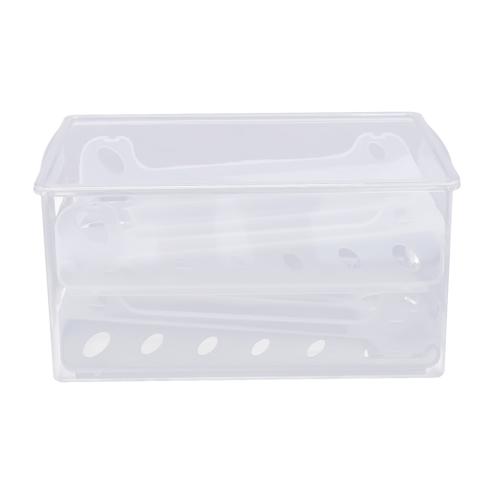 2-layer Rolling Egg Holder for 36 Eggs, Clear Plastic Egg Organizer for Fridge with Removable Lid and Tray