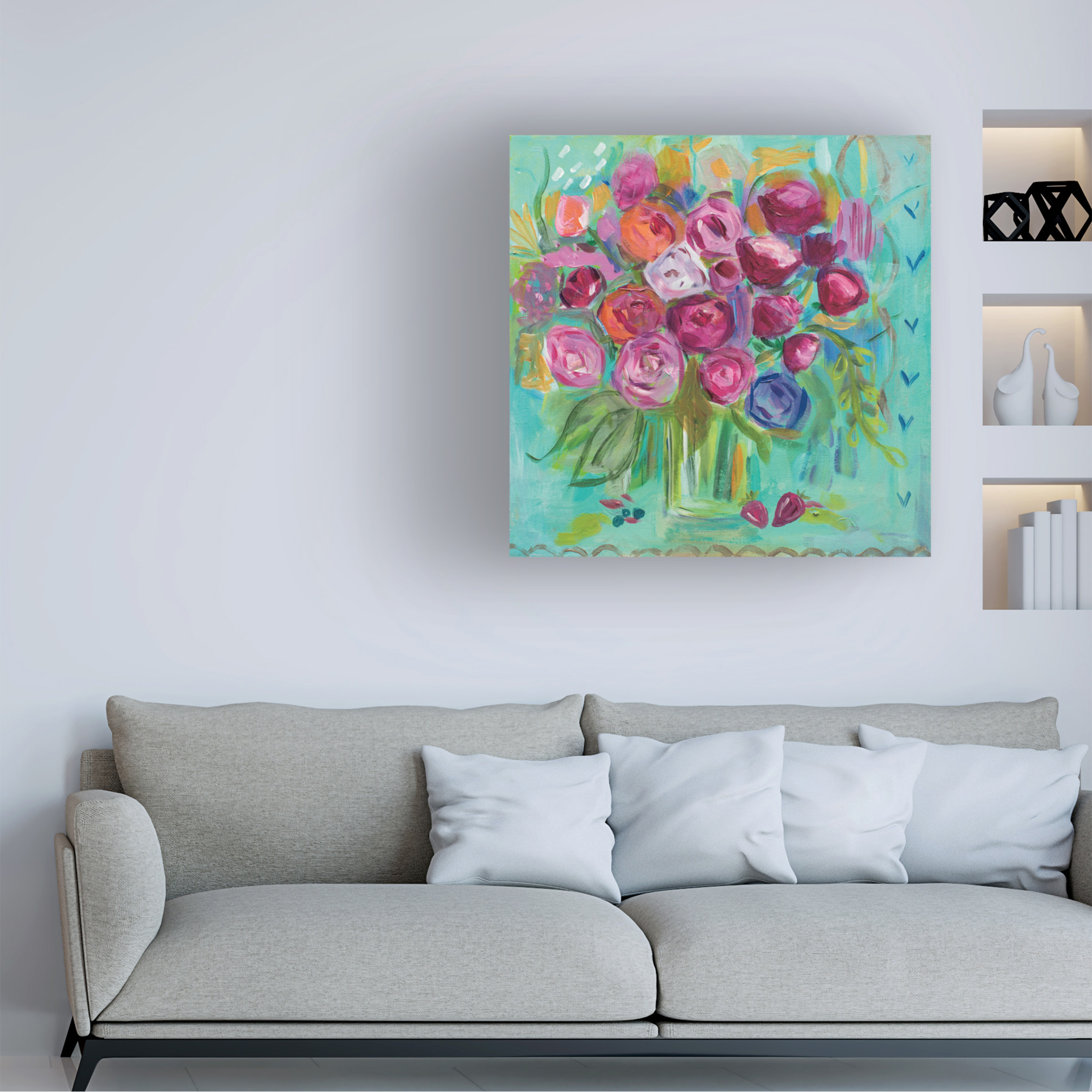 Farida Zaman 'Pink Peonies' Canvas Art