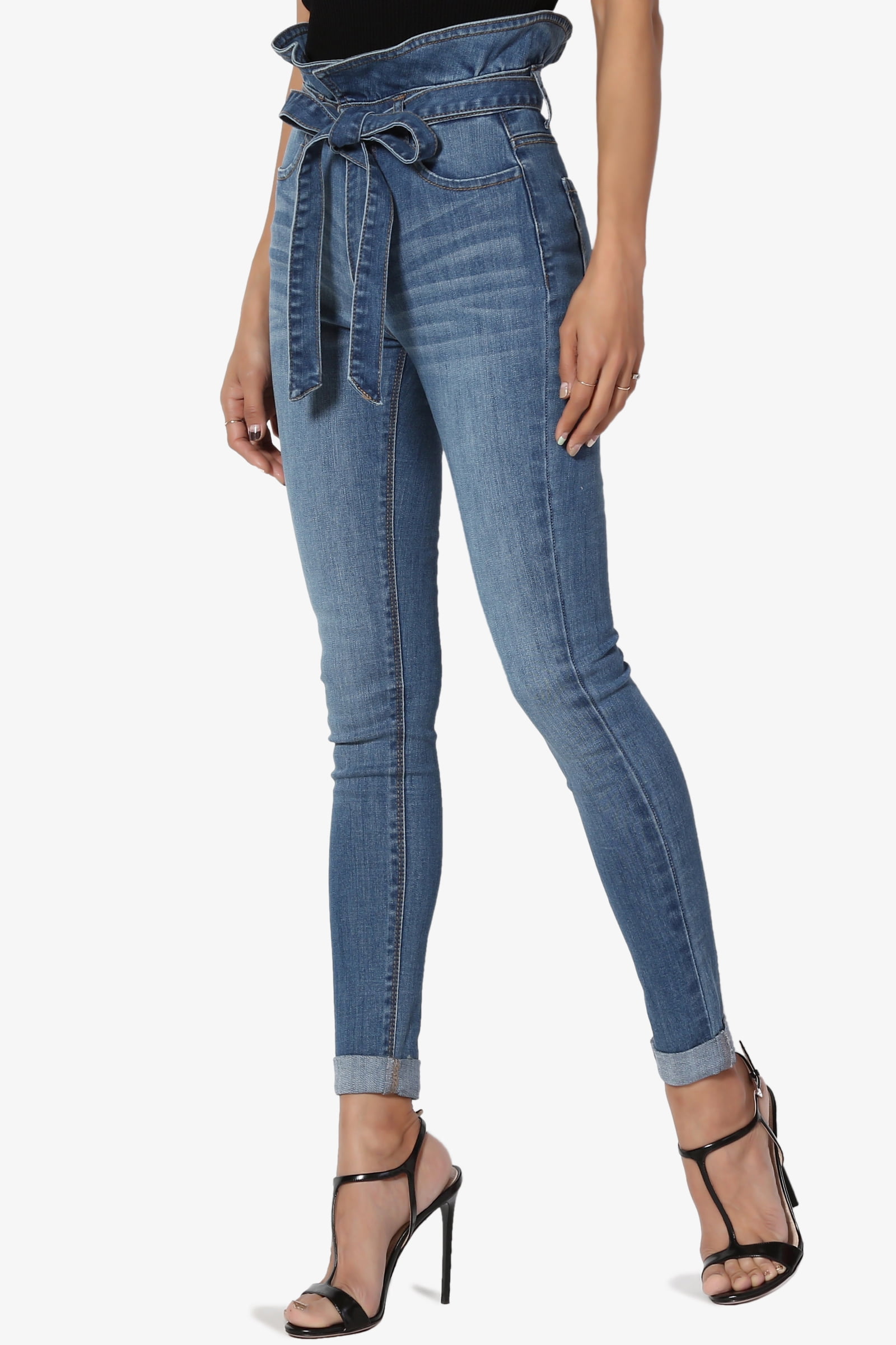 high rise paperbag jeans