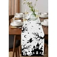 thumbnail image 2 of Table Runners 108 Inches Long Dress Scarves, Halloween Castle Farmhouse Coffee/Dining/Kitchen Table Runner for Living Room, Cartoon Moon Ghost Bat Black White 13x108 Inch, 2 of 7