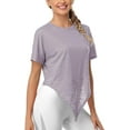 thumbnail image 4 of Women's Short Sleeve Shirt Tie Front Top Crew Neck Sports Shirt Loose Fit, 4 of 6