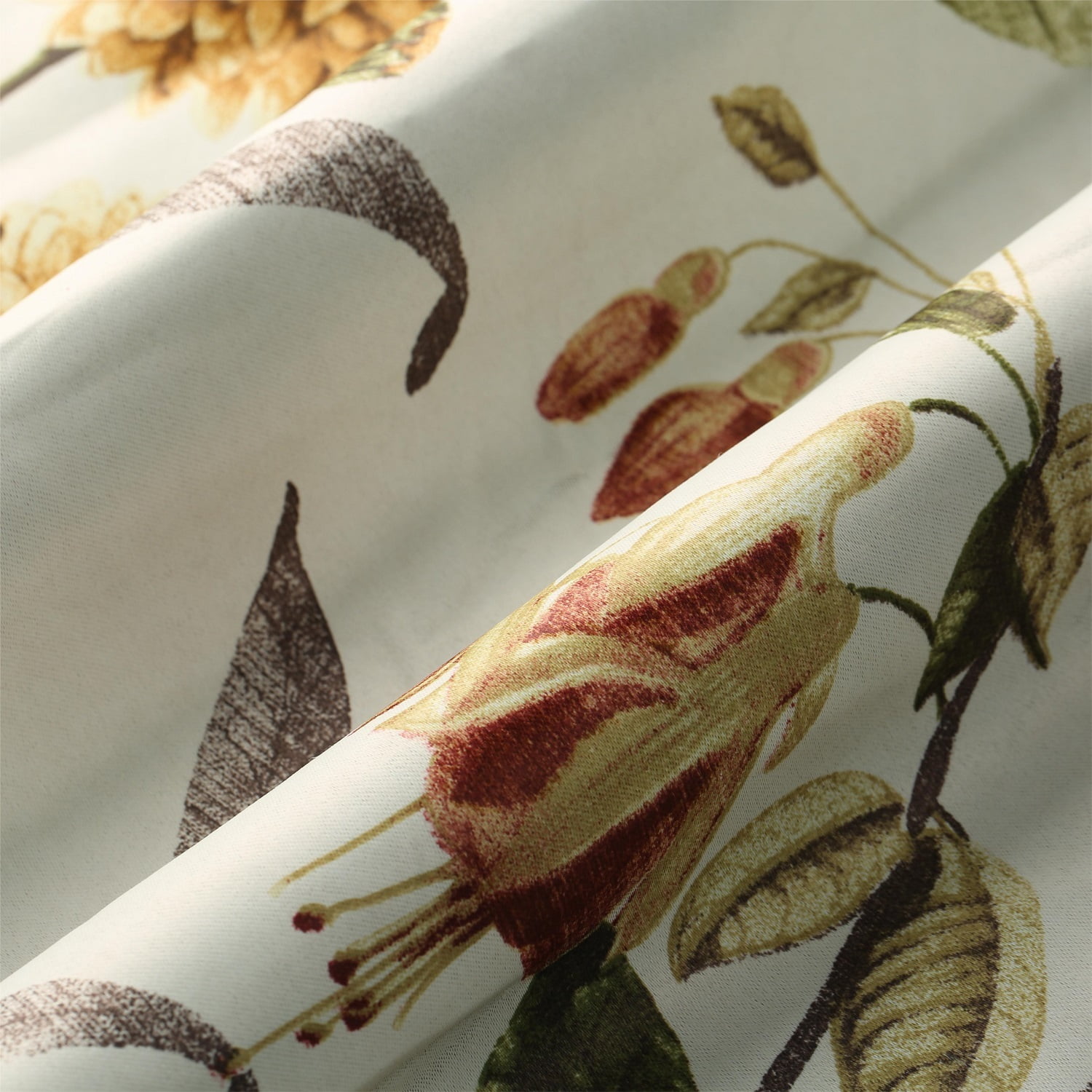 VOGOL Blackout Window Curtains for Patio Sliding Door, Classic Floral Pattern Linen Textured Room Darkening Curtain and Drapes for Bedroom, 2 Panels Set, W52xL96 inch, Yellow