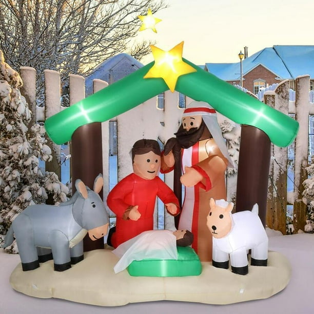 6ft Tall Lighted Christmas Inflatable Nativity Scene Outdoor