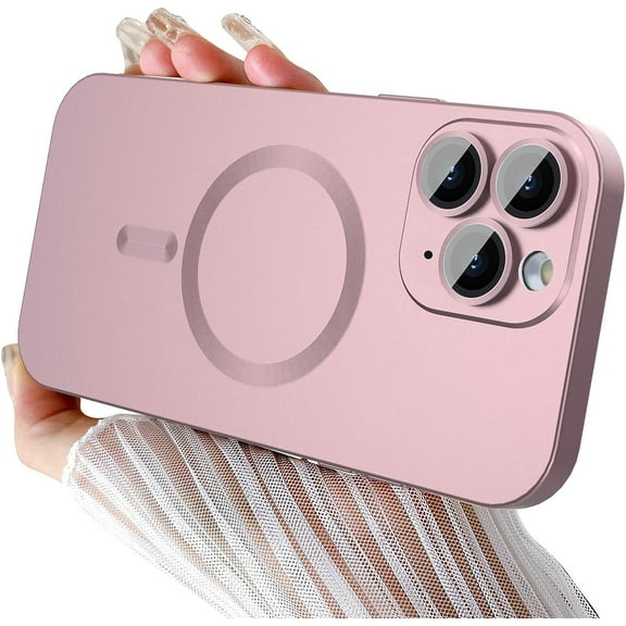 Magnetic Case for iPhone 11 Pro Max Phone Case for Women, [Adaptation with Magsafe] Matte Luxury Soft Metallic Luster Design for iPhone 11 Pro Max 6.5'' with Camera Protector-Pink
