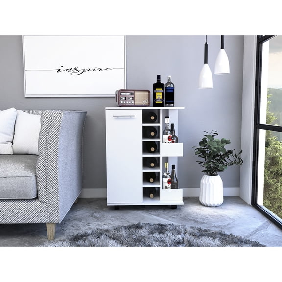 Modern and Spacious Bar Setup - Ideal for Dining Room with Easy Mobility