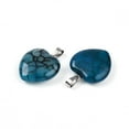 thumbnail image 2 of 10pcs Natural Dragon Veins Agate Pendants with Stainless Steel Snap On Bails Heart Stainless Steel color Prussian Blue 22~23x19~20x5~6mm Hole: 3x5mm, 2 of 3