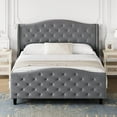 thumbnail image 3 of HOSSLLY Furniture Tufted Upholstered Panel/Platform Bed with Headboard and Footboard,(Grey, Queen), 3 of 7