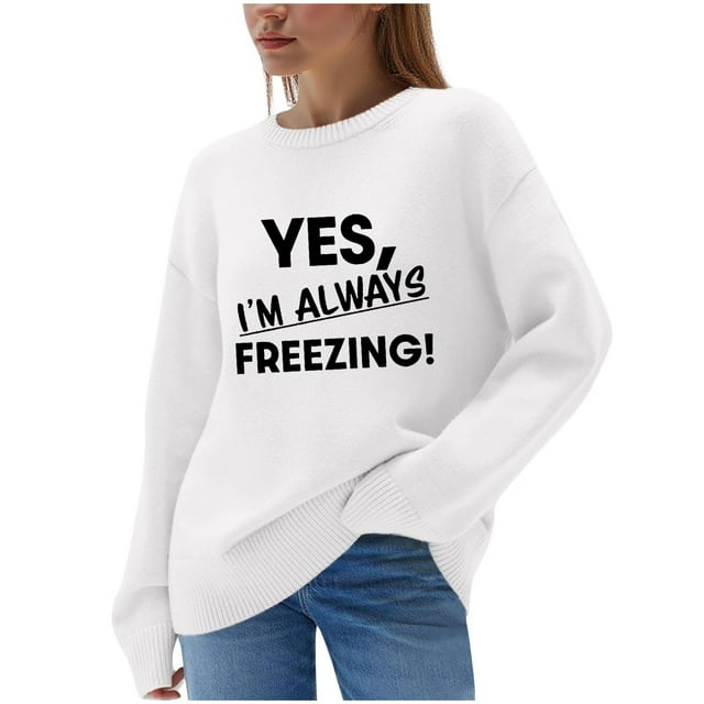 RXMEKW Chandail pour Femmes à Manches Longues à Col Rond Décontracté Blouse Haut Uni Imprimé avec Confort Toutes Saisons pour Usage Quotidien