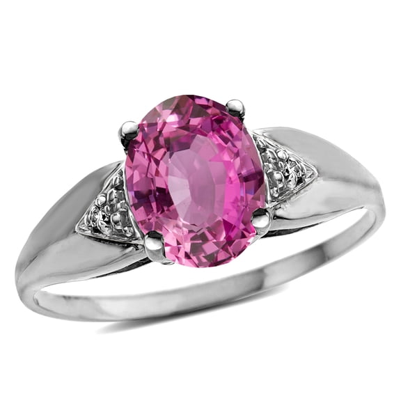 Star K � Oval 9x7 Created Pink Sapphire trillion miracle setting wide band Ring