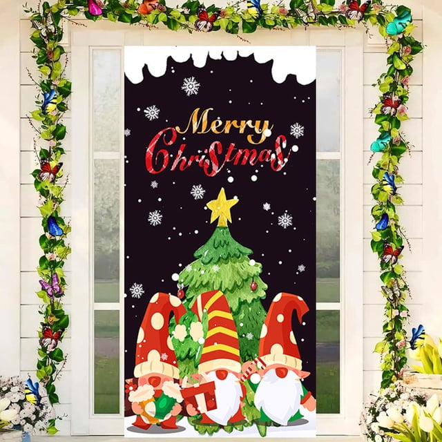 Birdeem Outside Christmas Decorations, Christmas Door Decorations, Christmas Door Cover Decoration Christmas Door Cover Door Hanging Party Decoration Door Cover Tapestry, Christmas Party Decorations