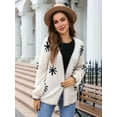 thumbnail image 6 of Women'S Long Sleeve Snowflake Pront Cardigan Knit Sweater Open Front Coat Cream White XL, 6 of 8