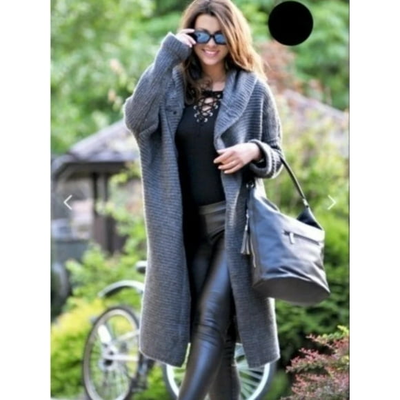 Fashion Women Sweaters 2023 Winter Clothes Women Tops Solid Medium Long Hooded Sweater Coat Oversized Knitted Cardigan Knitwears