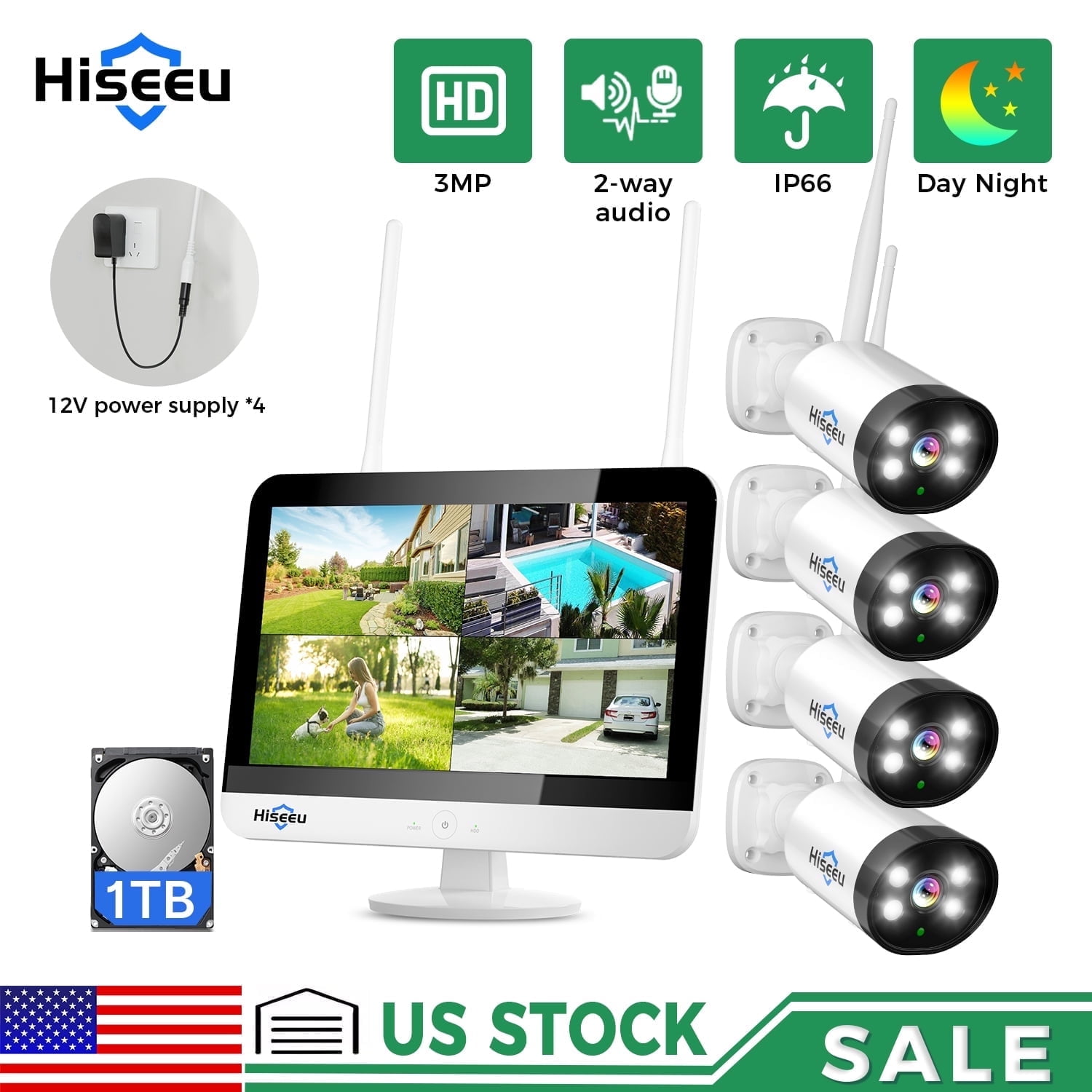 Hiseeu 12 Volt Wireless Camera And Monitor Hiseeu Wireless