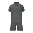 thumbnail image 3 of TIMIFIS Ensembles Courts pour Hommes 2 Pcs Tenues Mode Été Survêtements Ensemble Décontracté Manches Courtes Col Rabattu Ensemblefall, 3 of 5
