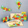 thumbnail image 1 of Rompecabezas de madera 3D para bebés de alta calidad, juguetes educativos, aprendizaje temprano, cognición, dibujos animados para niños, agarrar Inte, 1 of 2