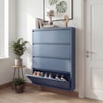 thumbnail image 6 of Marcree Shoe Cabinet with 4 Flip Drawers, Slim Metal Shoe Cabinet Storage for Entryway, Hidden Narrow Shoe Rack Organizer Cabinets Wall Mount for Living Room, Bedroom, Hallway, Blue, 6 of 10