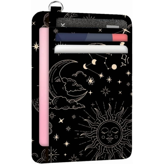 RFID Blocking Credit Card Holder for Women - Sun and Starry Sky PU Leather Slim Wallet with ID Window 6 Card Slots and Cash Pocket - Perfect for Travel and Gifts