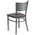 thumbnail image 4 of Flash Furniture 2 Pk. HERCULES Series Silver Slat Back Metal Restaurant Chair - Mahogany Wood Seat, 4 of 7