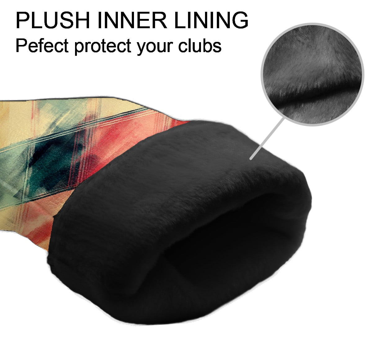 Golf Club Covers PU Leather Waterproof Head Covers for Fairway Woods Hybrids Colored Squares